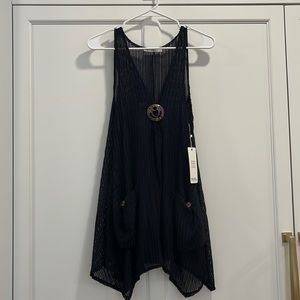 Paradise USA Black Mesh Beach Coverup